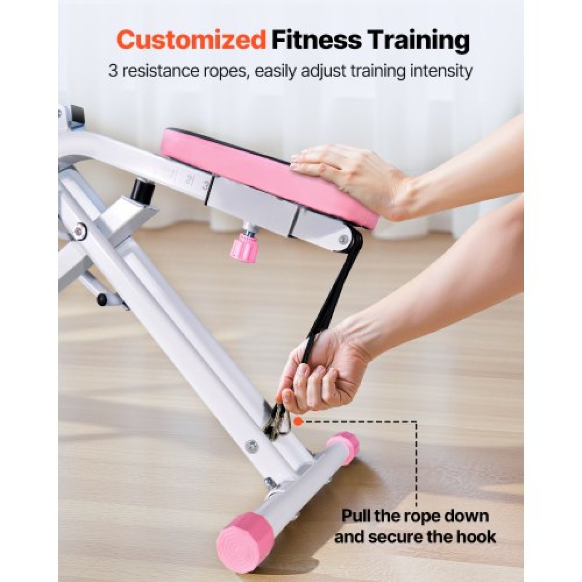 VEVOR Squat Machine, Deep Squat Rowing Machine για το σπίτι, Εύκολη ρύθμιση & αναδιπλούμενος εξοπλισμός γυμναστικής, Glute Trainer Machine με 3 ταινίες υψηλής αντοχής, Glutes & Leg Home Workout Machine, Λευκό