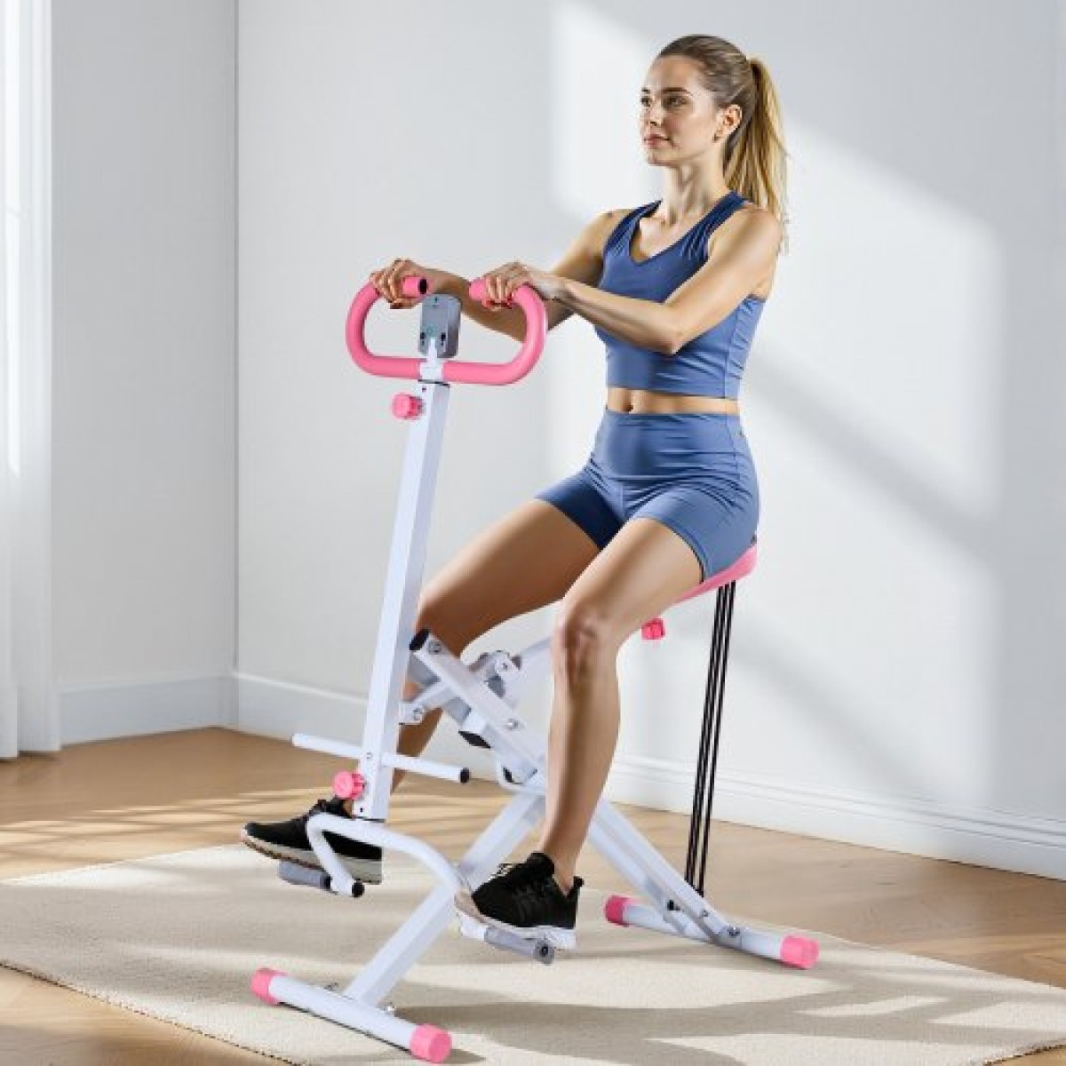 VEVOR Squat Machine, Deep Squat Rowing Machine για το σπίτι, Εύκολη ρύθμιση & αναδιπλούμενος εξοπλισμός γυμναστικής, Glute Trainer Machine με 3 ταινίες υψηλής αντοχής, Glutes & Leg Home Workout Machine, Λευκό