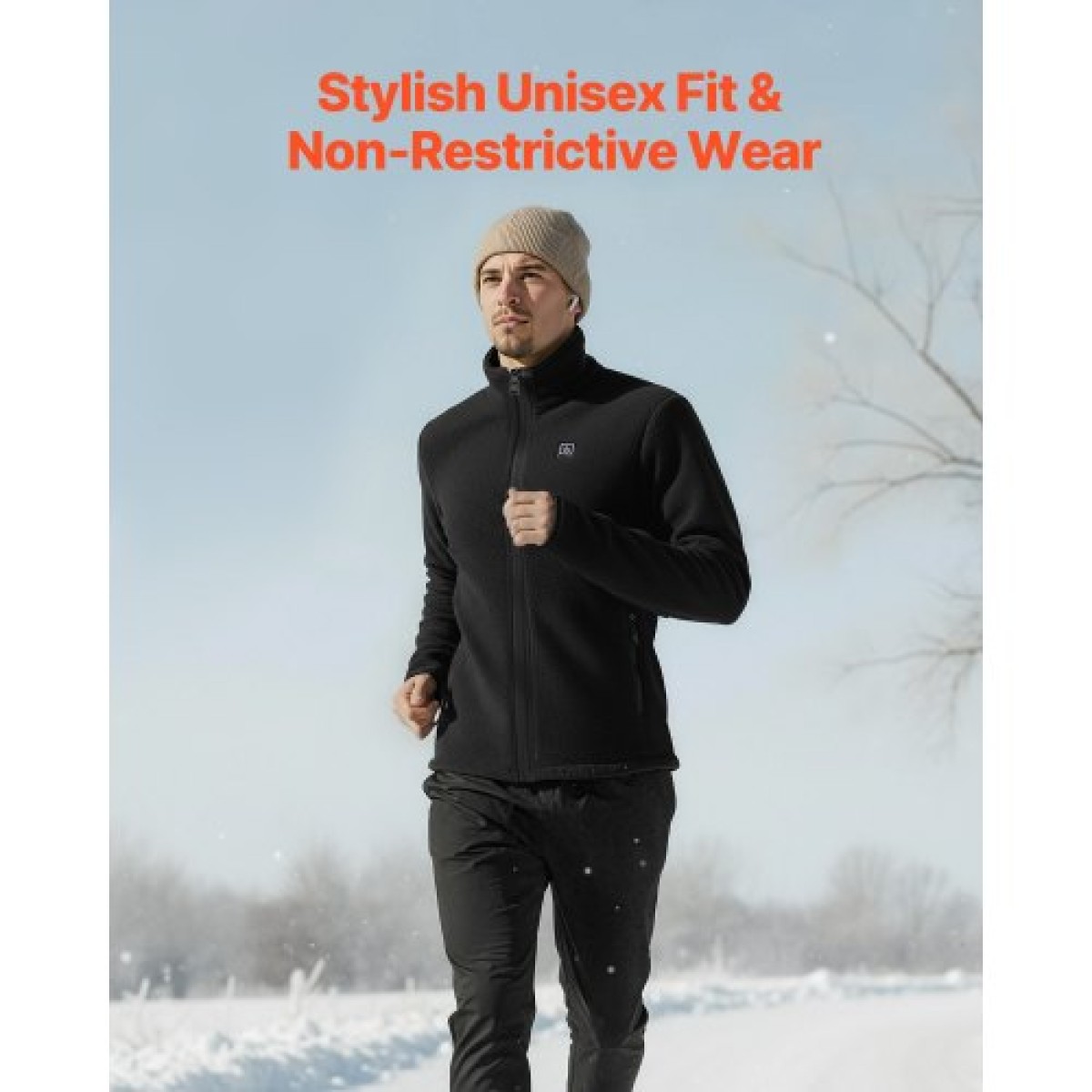 VEVOR Θερμαινόμενο Fleece Jacket για άνδρες, Θερμαινόμενο φούτερ με 7,4V 16000mAh Rechargeable Power Bank Pack, 6 Ζώνες Θέρμανσης, 3 Επίπεδα Θερμοκρασίας, 3h/6h/10h Warmth, για Χειμερινό Υπαίθριο Κάμπινγκ, Μαύρο