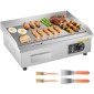 Εμπορική ηλεκτρική σχάρα VEVOR, 535 x 300 mm, 3200W, ρυθμιζόμενος έλεγχος θερμοκρασίας 50-300°C, Επίπεδη σχάρα από ανοξείδωτο χάλυβα με 2 σπάτουλες, 2 βούρτσες και 4 επιθέματα ποδιών, για μπριζόλα, τηγανίτα