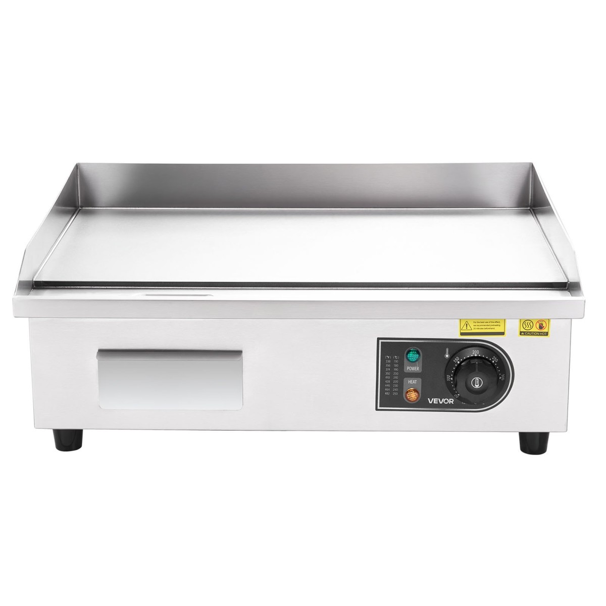 Εμπορική ηλεκτρική σχάρα VEVOR, 535 x 300 mm, 3200W, ρυθμιζόμενος έλεγχος θερμοκρασίας 50-300°C, Επίπεδη σχάρα από ανοξείδωτο χάλυβα με 2 σπάτουλες, 2 βούρτσες και 4 επιθέματα ποδιών, για μπριζόλα, τηγανίτα
