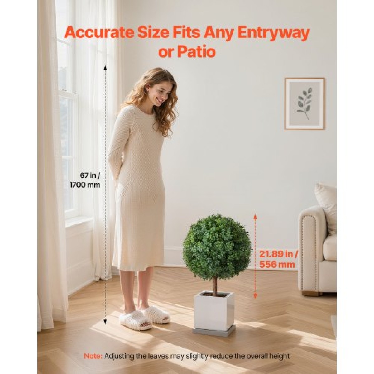 VEVOR Artificial Topiary Boxwood Trees with Ground Spike, 2 Set 686mm faux θάμνοι & θάμνοι σε γλάστρες, Fake Silk Tree Look Real for Decor Μπροστινή βεράντα Εσωτερική βεράντα Εσωτερική βεράντα Κήπος Μπαλκόνι Πίσω αυλή
