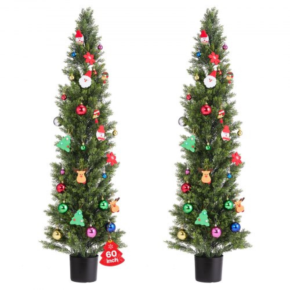 VEVOR Artificial Topiary Cedar Trees, 2 Set 1524mm Faux Pine Thumbs, Fake Silk Tree Look Real, Εύκολη συναρμολόγηση για διακόσμηση Μπροστινή βεράντα Εξωτερική βεράντα Κήπος Μπαλκόνι πίσω αυλή Εσωτερικό γραφείο