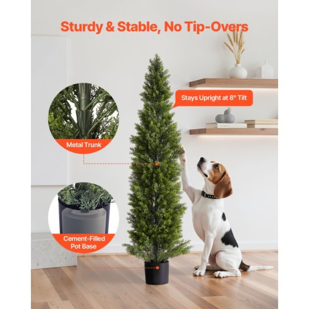 VEVOR Artificial Topiary Cedar Trees, 2 Set 1524mm Faux Pine Thumbs, Fake Silk Tree Look Real, Εύκολη συναρμολόγηση για διακόσμηση Μπροστινή βεράντα Εξωτερική βεράντα Κήπος Μπαλκόνι πίσω αυλή Εσωτερικό γραφείο