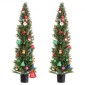 VEVOR Artificial Topiary Cedar Trees, 2 Set 1524mm Faux Pine Thumbs, Fake Silk Tree Look Real, Εύκολη συναρμολόγηση για διακόσμηση Μπροστινή βεράντα Εξωτερική βεράντα Κήπος Μπαλκόνι πίσω αυλή Εσωτερικό γραφείο