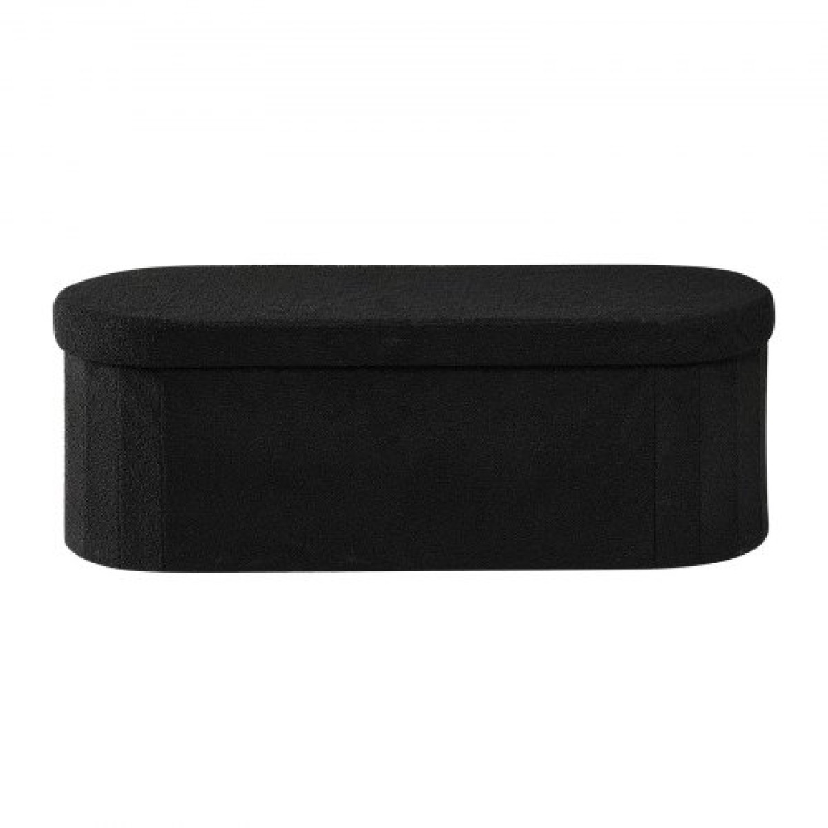 VEVOR Oval Storage Ottoman Πάγκος, Πτυσσόμενο Teddy Fleece End of Bed Bench, Πτυσσόμενο κρεβάτι με επένδυση Ottoman Chest με μεγάλο αποθηκευτικό χώρο, υποστηρίζει 660 lbs, για σαλόνι, υπνοδωμάτιο, είσοδος, μαύρο