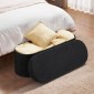 VEVOR Oval Storage Ottoman Πάγκος, Πτυσσόμενο Teddy Fleece End of Bed Bench, Πτυσσόμενο κρεβάτι με επένδυση Ottoman Chest με μεγάλο αποθηκευτικό χώρο, υποστηρίζει 660 lbs, για σαλόνι, υπνοδωμάτιο, είσοδος, μαύρο