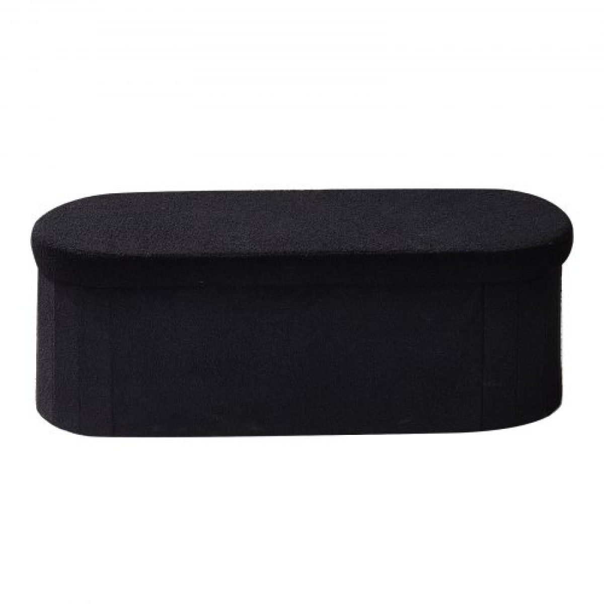 VEVOR Oval Storage Ottoman Πάγκος, Πτυσσόμενο Teddy Fleece End of Bed Bench, Πτυσσόμενο κρεβάτι με επένδυση Ottoman Chest με μεγάλο αποθηκευτικό χώρο, υποστηρίζει 660 lbs, για σαλόνι, υπνοδωμάτιο, είσοδος, μαύρο