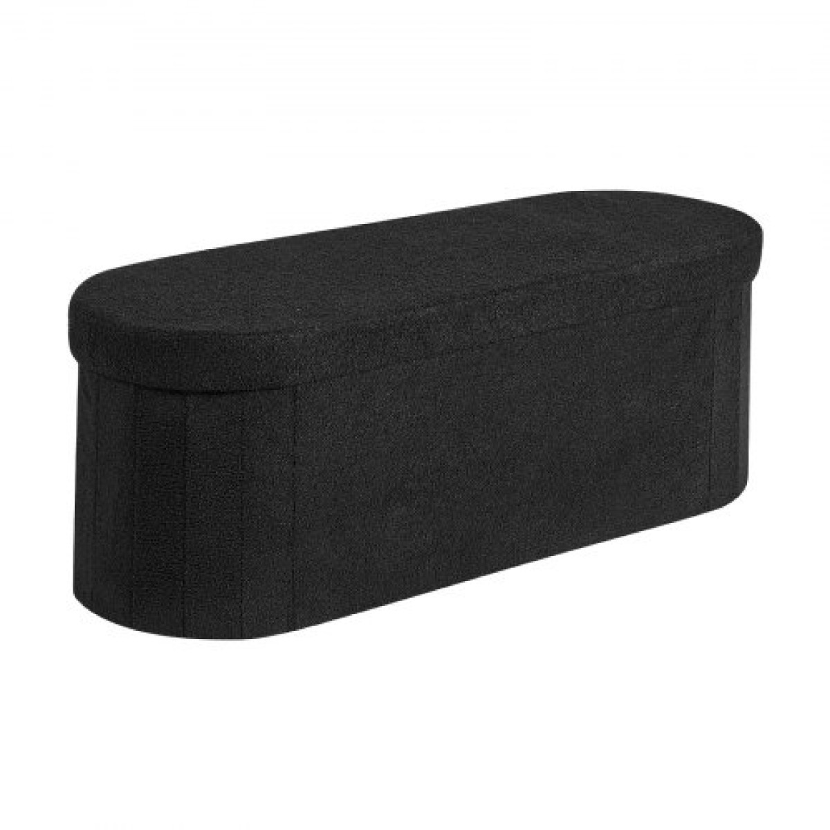 VEVOR Oval Storage Ottoman Πάγκος, Πτυσσόμενο Teddy Fleece End of Bed Bench, Πτυσσόμενο κρεβάτι με επένδυση Ottoman Chest με μεγάλο αποθηκευτικό χώρο, υποστηρίζει 660 lbs, για σαλόνι, υπνοδωμάτιο, είσοδος, μαύρο