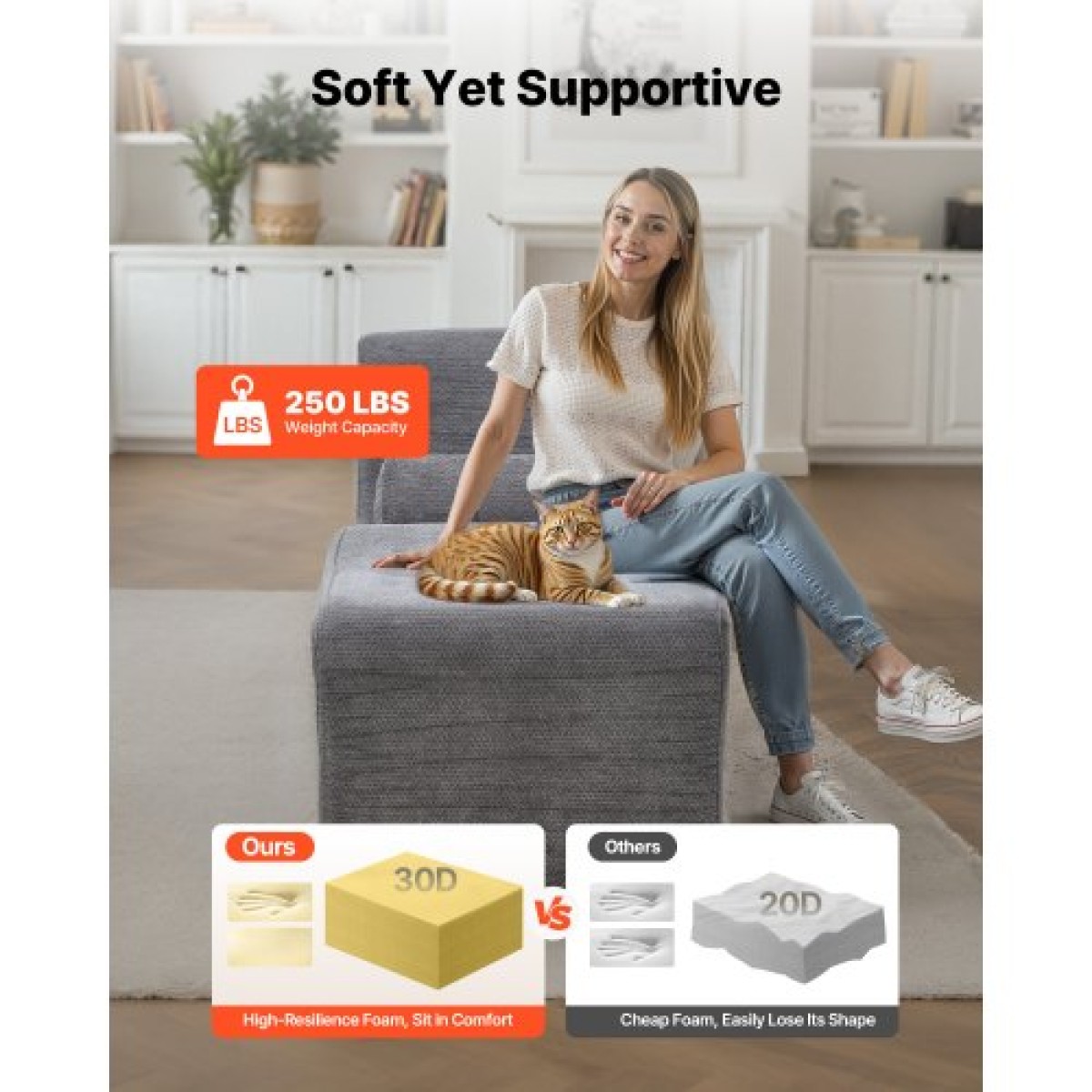 VEVOR Yoga Chair Chaise, Εργονομική Καρέκλα Chaise Lounge για Yoga, Μοντέρνο Lounge χωρίς κόκαλα με καμπύλο αφρό Εσωτερικό για μασάζ, Stretching, Χαλάρωση, Άσκηση, Χρησιμοποιείται σε Σαλόνι, Υπνοδωμάτιο, Μπαλκόνι, Γκρι