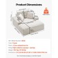 Καρέκλα VEVOR Chaise Lounge, 1380 mm Boneless Chaise Lounge Indoor, Μοντέρνα επικαλυμμένη υπερμεγέθη καρέκλα ανάγνωσης με μαξιλάρια & μπράτσα, καναπές, Βαθύς καναπές, καθιστικό για σαλόνι, υπνοδωμάτιο, μπεζ