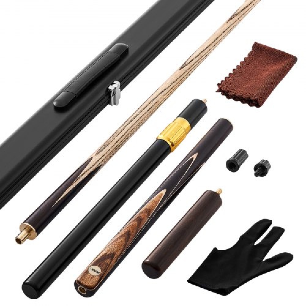 VEVOR Pool Cue, 1447.8mm Jointed Snooker Cue, Snooker Cues Stick with Extension Rod & 9.5mm Leather Tip, 538g Pools Stick for Professional Pool Table, Bar, Home, Office, Includes Aluminum Case