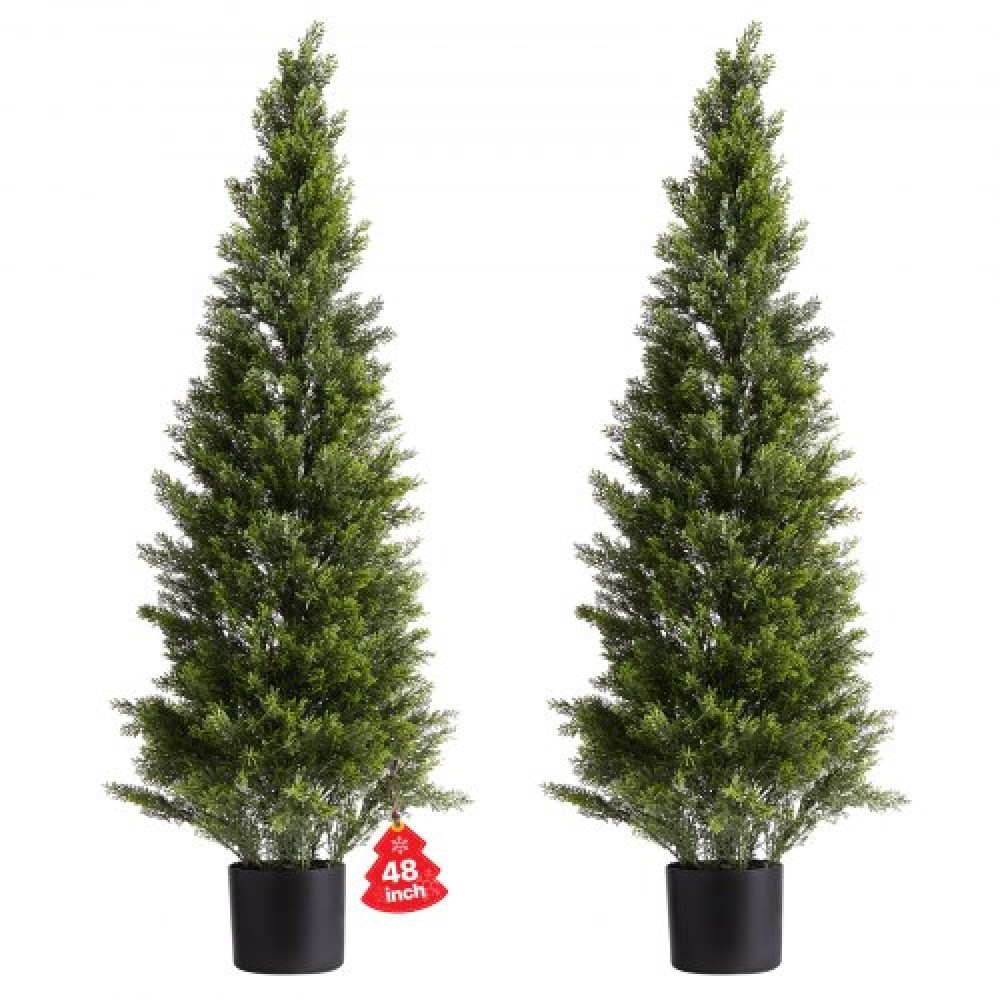 VEVOR Artificial Topiary Cedar Trees, 2 Set 1219mm Faux Pine Thumbs, Fake Silk Tree Look Real, Εύκολη συναρμολόγηση για διακόσμηση Μπροστινή βεράντα Εξωτερική βεράντα Κήπος Μπαλκόνι πίσω αυλή Εσωτερικό γραφείο