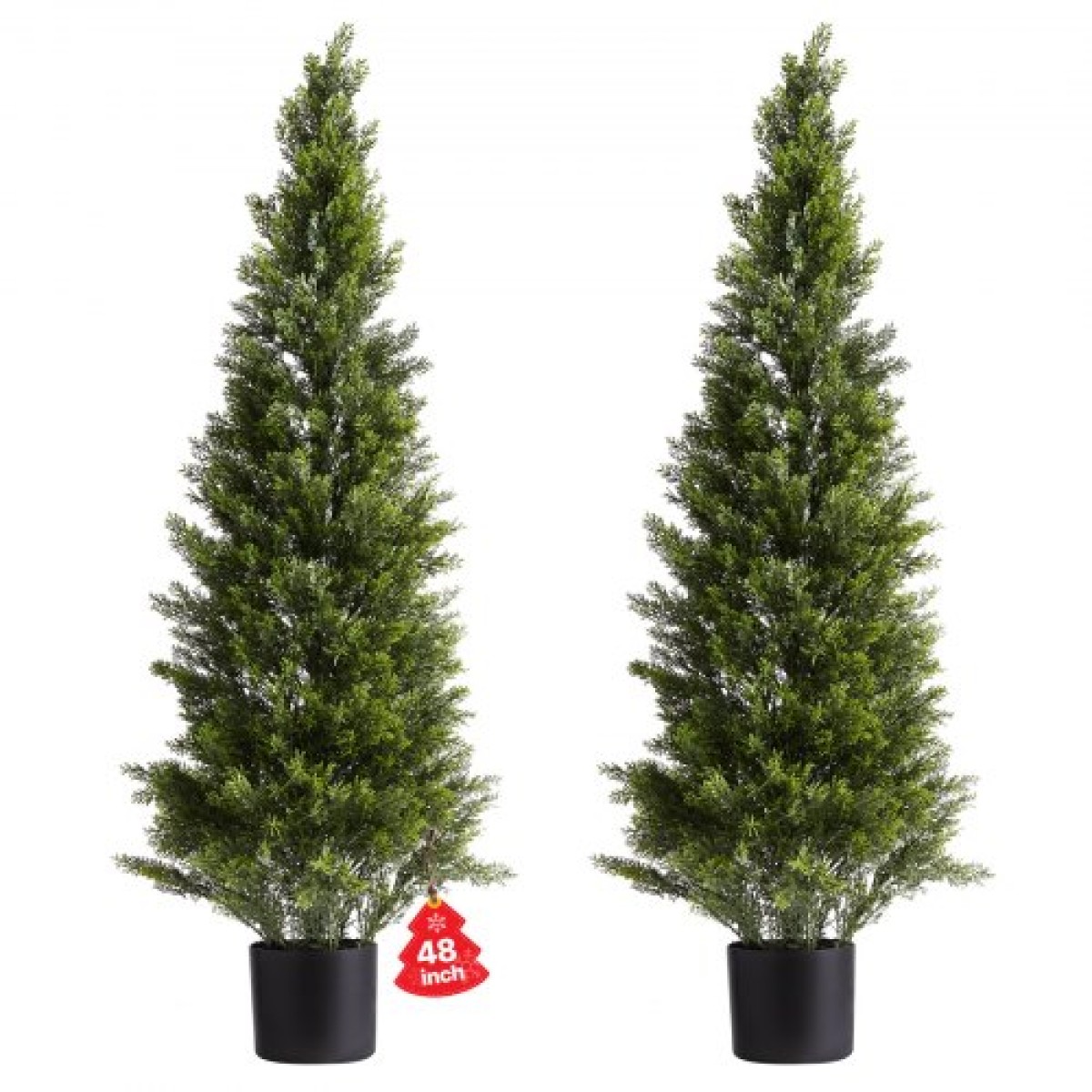 VEVOR Artificial Topiary Cedar Trees, 2 Set 1219mm Faux Pine Thumbs, Fake Silk Tree Look Real, Εύκολη συναρμολόγηση για διακόσμηση Μπροστινή βεράντα Εξωτερική βεράντα Κήπος Μπαλκόνι πίσω αυλή Εσωτερικό γραφείο