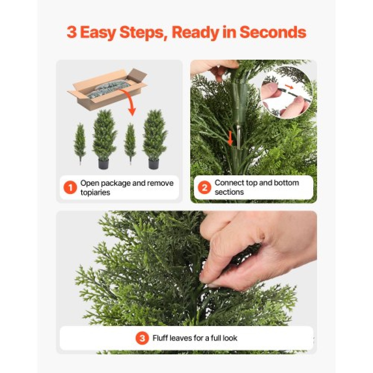 VEVOR Artificial Topiary Cedar Trees, 2 Set 1219mm Faux Pine Thumbs, Fake Silk Tree Look Real, Εύκολη συναρμολόγηση για διακόσμηση Μπροστινή βεράντα Εξωτερική βεράντα Κήπος Μπαλκόνι πίσω αυλή Εσωτερικό γραφείο