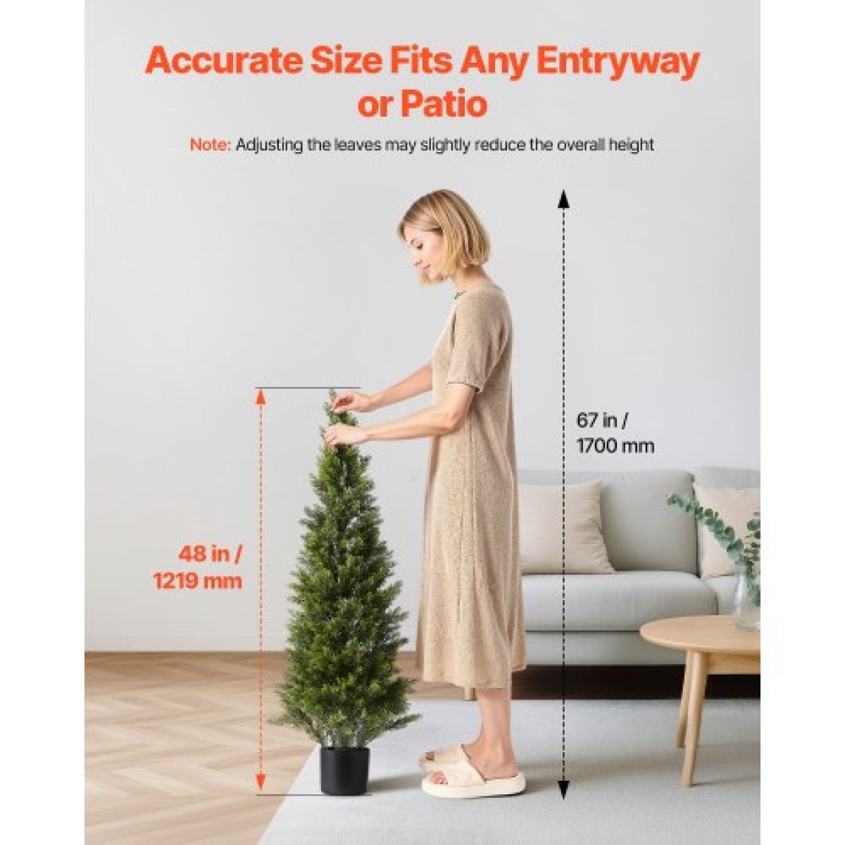VEVOR Artificial Topiary Cedar Trees, 2 Set 1219mm Faux Pine Thumbs, Fake Silk Tree Look Real, Εύκολη συναρμολόγηση για διακόσμηση Μπροστινή βεράντα Εξωτερική βεράντα Κήπος Μπαλκόνι πίσω αυλή Εσωτερικό γραφείο