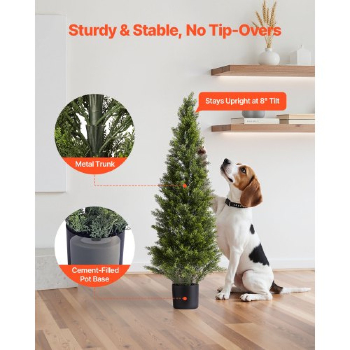 VEVOR Artificial Topiary Cedar Trees, 2 Set 1219mm Faux Pine Thumbs, Fake Silk Tree Look Real, Εύκολη συναρμολόγηση για διακόσμηση Μπροστινή βεράντα Εξωτερική βεράντα Κήπος Μπαλκόνι πίσω αυλή Εσωτερικό γραφείο