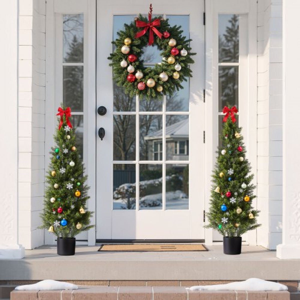 VEVOR Artificial Topiary Cedar Trees, 2 Set 1219mm Faux Pine Thumbs, Fake Silk Tree Look Real, Εύκολη συναρμολόγηση για διακόσμηση Μπροστινή βεράντα Εξωτερική βεράντα Κήπος Μπαλκόνι πίσω αυλή Εσωτερικό γραφείο