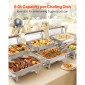 VEVOR Rectangle Chafing Dish, 9,91L 6 Pack Stainless Steel Dish, Food Warmer Chafer Complete σετ με κούφια λαβή, 3 λαβίδες φαγητού, καπάκι, θήκη καυσίμου, πιάτα τσαγιού για πάρτι γάμου