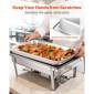 VEVOR Rectangle Chafing Dish, 9,91L 6 Pack Stainless Steel Dish, Food Warmer Chafer Complete σετ με κούφια λαβή, 3 λαβίδες φαγητού, καπάκι, θήκη καυσίμου, πιάτα τσαγιού για πάρτι γάμου