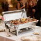 VEVOR Rectangle Chafing Dish, 9,91L 6 Pack Stainless Steel Dish, Food Warmer Chafer Complete σετ με κούφια λαβή, 3 λαβίδες φαγητού, καπάκι, θήκη καυσίμου, πιάτα τσαγιού για πάρτι γάμου