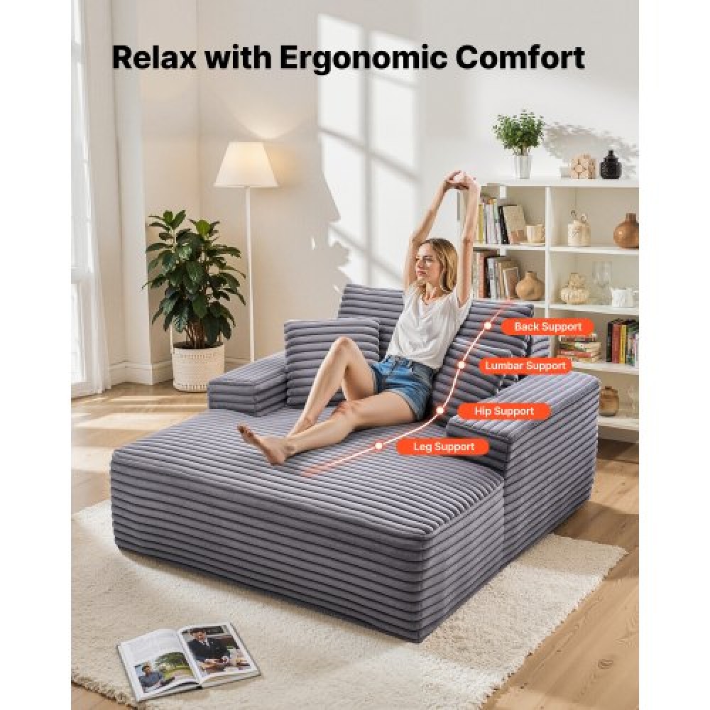 Καρέκλα VEVOR Chaise Lounge, 1240 mm Boneless Chaise Lounge Indoor, Μοντέρνα επικαλυμμένη υπερμεγέθη πολυθρόνα ανάγνωσης με μαξιλάρια και μπράτσα, καναπές καναπέ, βαθιά καθίσματα για σαλόνι, υπνοδωμάτιο, μπαλκόνι