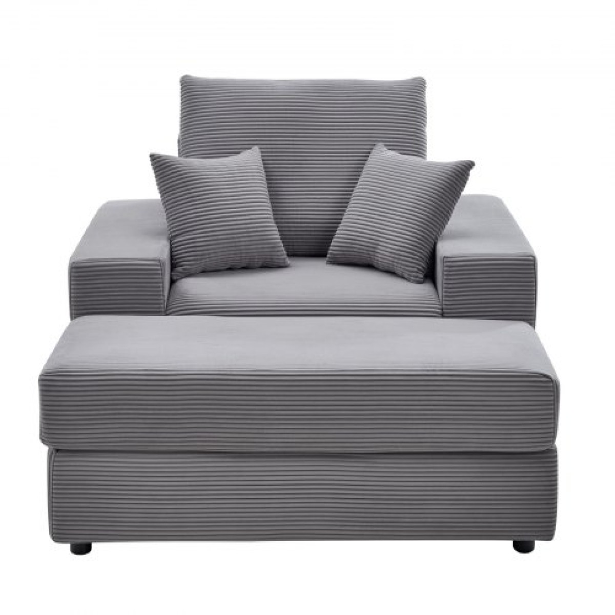 Καρέκλα VEVOR Chaise Lounge, 1115 mm Boneless Modular Chaise Lounge Indoor, Υπερμεγέθη κοτλέ πολυθρόνα ανάγνωσης με μαξιλάρια και μπράτσα, Βαθιά θέση καναπέ-κρεβάτι ύπνου για σαλόνι, υπνοδωμάτιο, γκρι