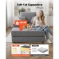 Καρέκλα VEVOR Chaise Lounge, 1115 mm Boneless Modular Chaise Lounge Indoor, Υπερμεγέθη κοτλέ πολυθρόνα ανάγνωσης με μαξιλάρια και μπράτσα, Βαθιά θέση καναπέ-κρεβάτι ύπνου για σαλόνι, υπνοδωμάτιο, γκρι