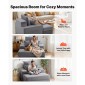 Καρέκλα VEVOR Chaise Lounge, 1115 mm Boneless Modular Chaise Lounge Indoor, Υπερμεγέθη κοτλέ πολυθρόνα ανάγνωσης με μαξιλάρια και μπράτσα, Βαθιά θέση καναπέ-κρεβάτι ύπνου για σαλόνι, υπνοδωμάτιο, γκρι