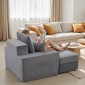 Καρέκλα VEVOR Chaise Lounge, 1115 mm Boneless Modular Chaise Lounge Indoor, Υπερμεγέθη κοτλέ πολυθρόνα ανάγνωσης με μαξιλάρια και μπράτσα, Βαθιά θέση καναπέ-κρεβάτι ύπνου για σαλόνι, υπνοδωμάτιο, γκρι