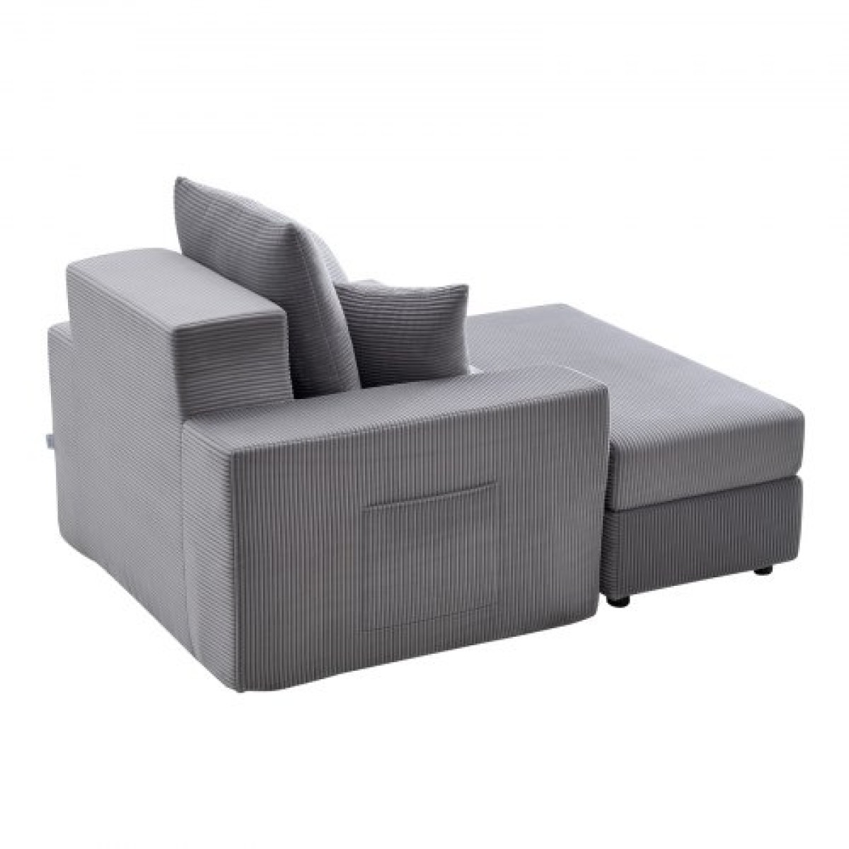 Καρέκλα VEVOR Chaise Lounge, 1115 mm Boneless Modular Chaise Lounge Indoor, Υπερμεγέθη κοτλέ πολυθρόνα ανάγνωσης με μαξιλάρια και μπράτσα, Βαθιά θέση καναπέ-κρεβάτι ύπνου για σαλόνι, υπνοδωμάτιο, γκρι