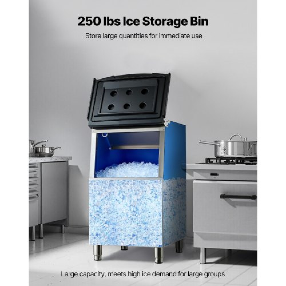 VEVOR Commercial Ice Maker Storage Bin, 113 KG Capacity Ice-Bin, Stainless Steel Commercial Ice Storage Bin with Adjustable Anti-slip Rubber Feet, Suitable for Restaurant Hotel and Beverage Shops