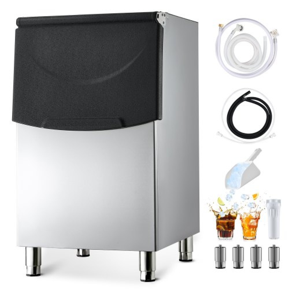 VEVOR Commercial Ice Maker Storage Bin, 113 KG Capacity Ice-Bin, Stainless Steel Commercial Ice Storage Bin with Adjustable Anti-slip Rubber Feet, Suitable for Restaurant Hotel and Beverage Shops