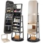 Περιστρεφόμενο ντουλάπι κοσμημάτων VEVOR 360°, ύψους 1600 mm, ολόσωμος καθρέφτης με αποθηκευτικό χώρο, όρθιος περιστρεφόμενος οργανωτής κοσμημάτων, πόρτα που κλειδώνει με 2 κλειδιά, θήκες αξεσουάρ και ράφια αποθήκευσης