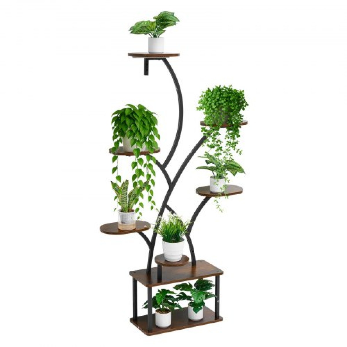 Βάση φυτών VEVOR Indoor with Grow Lights, Φωτιζόμενο ράφι φυτών 8 επιπέδων ύψους 157,5 cm, μεταλλική γωνιακή βάση για φυτά, 3 χρονοδιακόπτη & 10 φωτεινότητα, σχάρα προβολής λουλουδιών σε σχήμα δέντρου για διακόσμηση μπαλκονιού σαλονιού