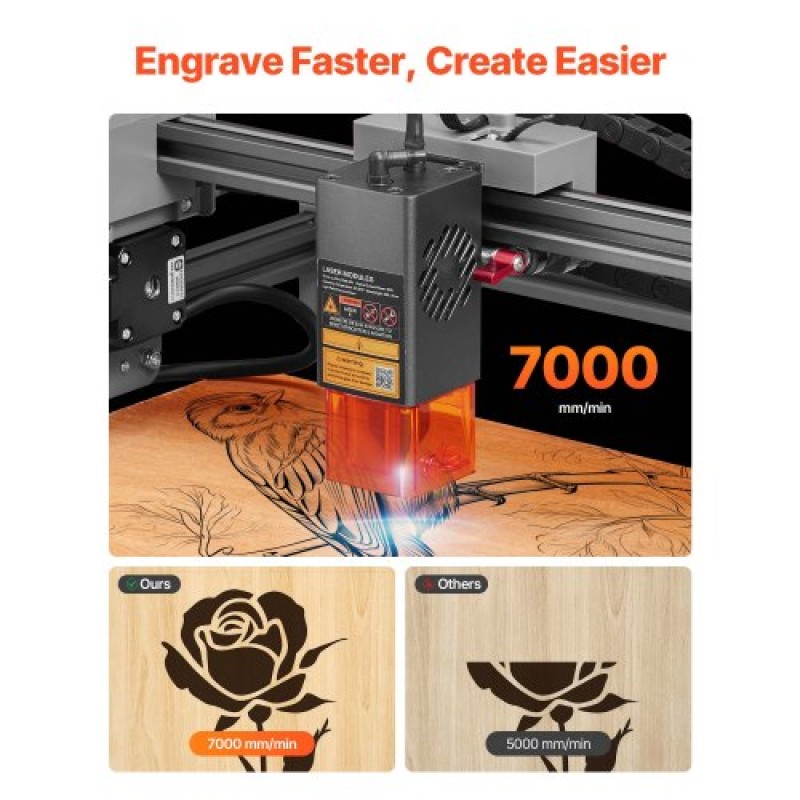 VEVOR Laser Engraver, 10W, Laser Engraving and Cutting Machine with Enclosure, Laser Cutter Engraver Machine, 300 x 300 mm Περιοχή εργασίας, 7000 mm/min, για Ξύλο, Δέρμα, Γυαλί, Ορισμένο Μέταλλο, Κλάση 1