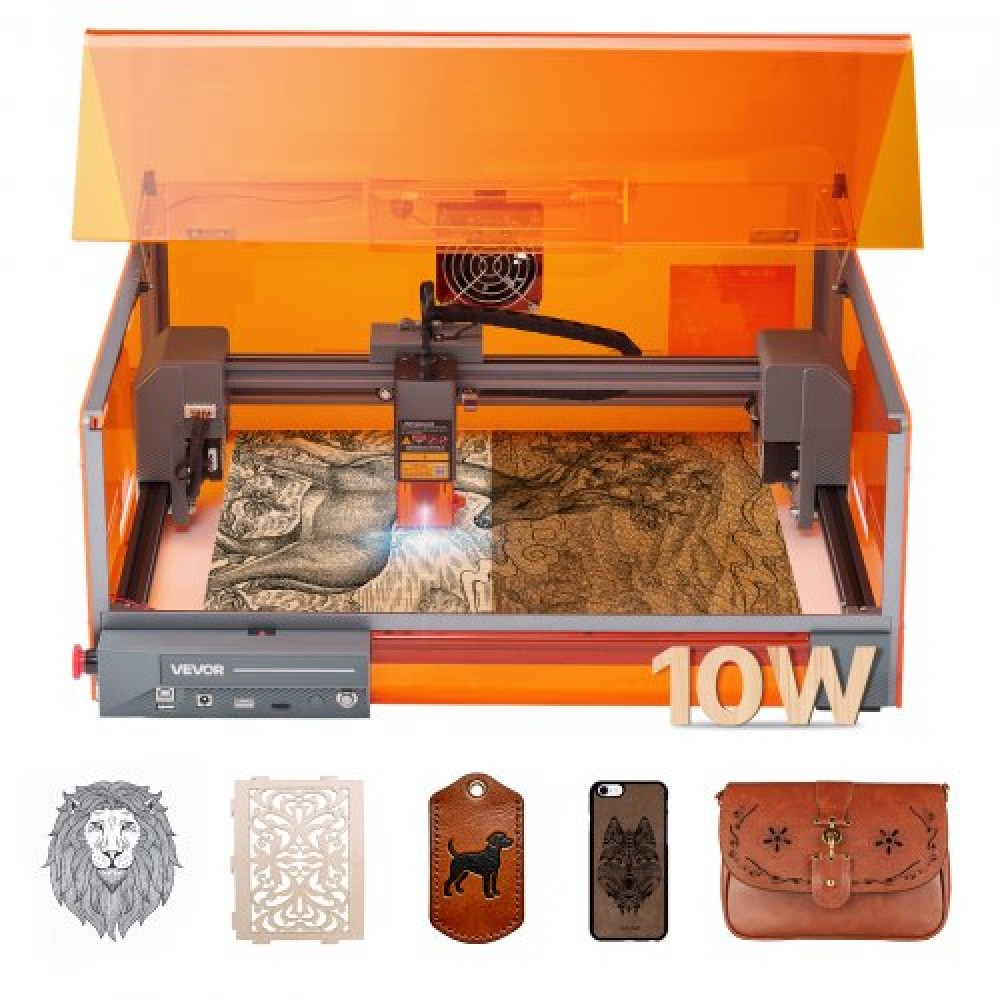 VEVOR Laser Engraver, 10W, Laser Engraving and Cutting Machine with Enclosure, Laser Cutter Engraver Machine, 300 x 300 mm Περιοχή εργασίας, 7000 mm/min, για Ξύλο, Δέρμα, Γυαλί, Ορισμένο Μέταλλο, Κλάση 1
