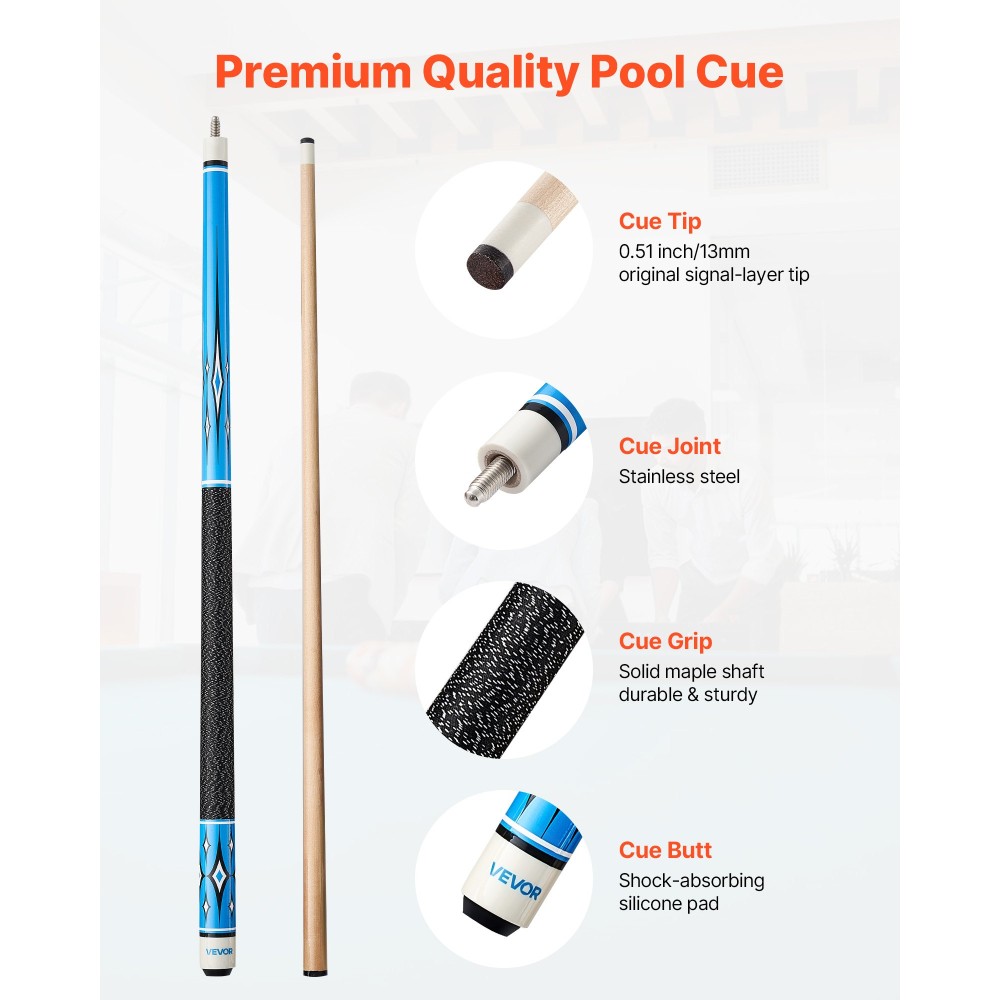 VEVOR Pool Cue, 4 τεμάχια ραβδί πισίνας, 1473,2 χιλιοστά Καναδικό ξύλο σφενδάμου για πισίνες μπιλιάρδου με δαχτυλίδι σύνδεσης ABS, μπαστούνια Cues για επαγγελματικό τραπέζι μπιλιάρδου, μπαρ, σπίτι, γραφείο, 510g, 538g, 566g, 595g
