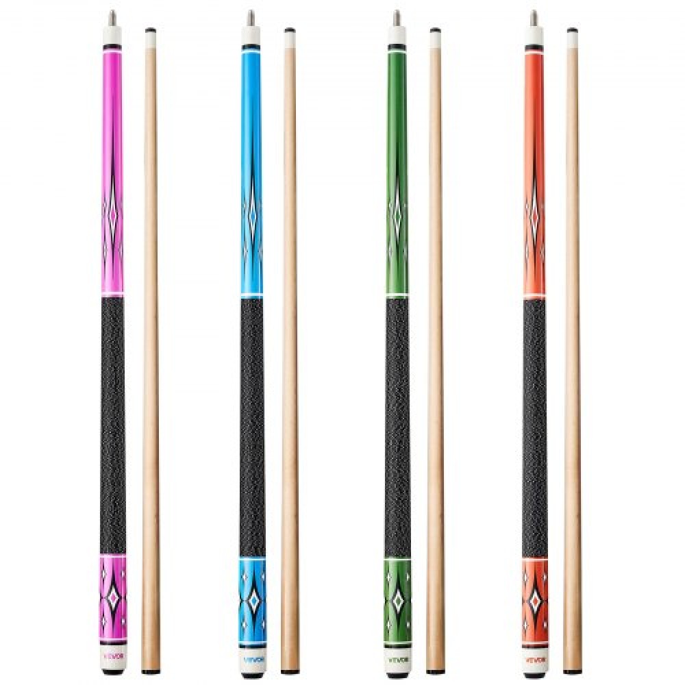 VEVOR Pool Cue, 4 τεμάχια ραβδί πισίνας, 1473,2 χιλιοστά Καναδικό ξύλο σφενδάμου για πισίνες μπιλιάρδου με δαχτυλίδι σύνδεσης ABS, μπαστούνια Cues για επαγγελματικό τραπέζι μπιλιάρδου, μπαρ, σπίτι, γραφείο, 510g, 538g, 566g, 595g