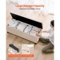 VEVOR Storage Ottoman Πάγκος, Κουμπωτό άκρο πάγκου κρεβατιού με πλαϊνές τσάντες, αναποδογυρισμένο ντουλάπι αποθήκευσης με μεταλλικό σκελετό, λινό κρεβάτι οθωμανικό για σαλόνι, υπνοδωμάτιο, είσοδος, γραφείο, μπεζ