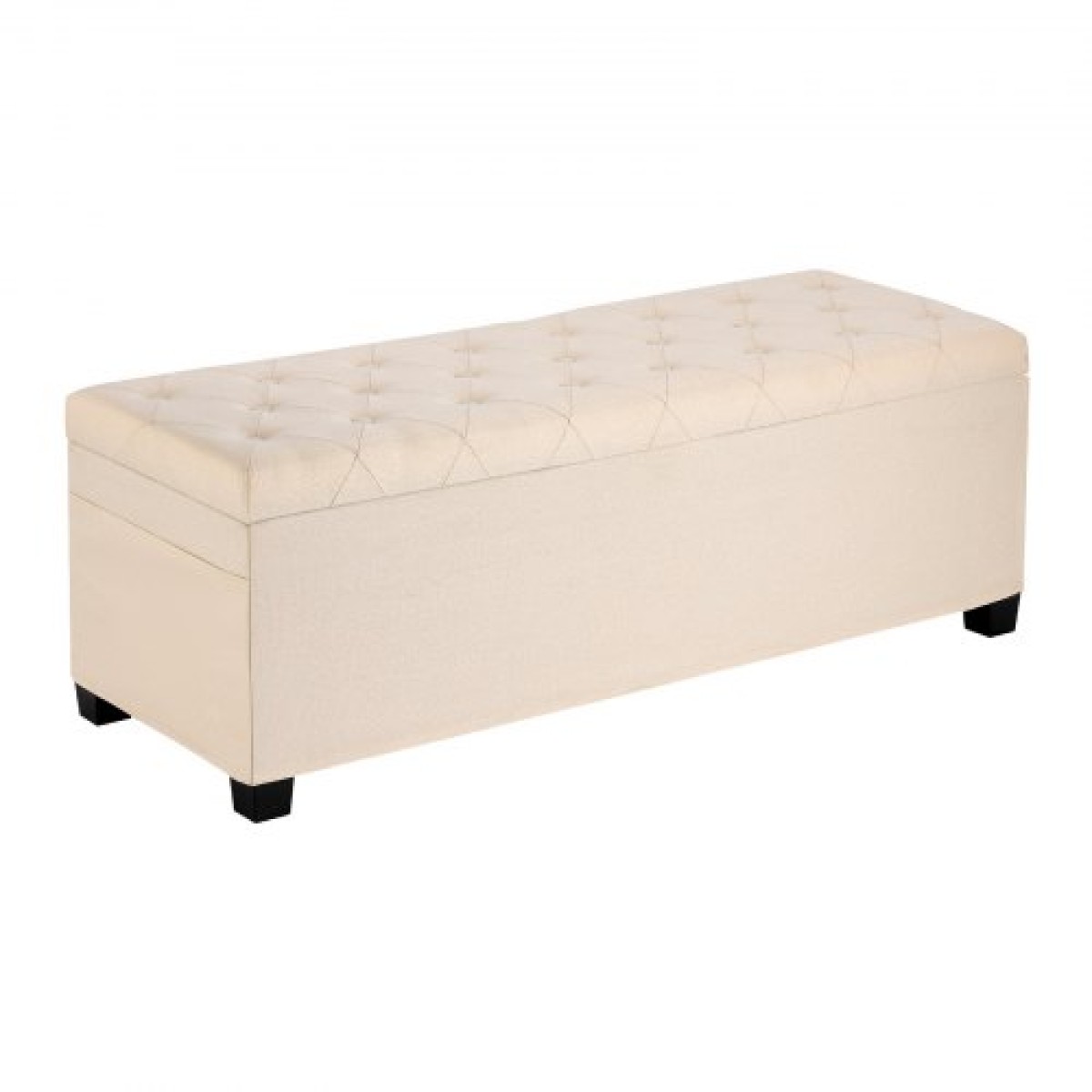 VEVOR Storage Ottoman Πάγκος, Κουμπωτό άκρο πάγκου κρεβατιού με πλαϊνές τσάντες, αναποδογυρισμένο ντουλάπι αποθήκευσης με μεταλλικό σκελετό, λινό κρεβάτι οθωμανικό για σαλόνι, υπνοδωμάτιο, είσοδος, γραφείο, μπεζ