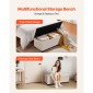 VEVOR Storage Ottoman Πάγκος, Κουμπωτό άκρο πάγκου κρεβατιού με πλαϊνές τσάντες, αναποδογυρισμένο ντουλάπι αποθήκευσης με μεταλλικό σκελετό, λινό κρεβάτι οθωμανικό για σαλόνι, υπνοδωμάτιο, είσοδος, γραφείο, μπεζ