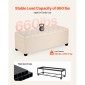 VEVOR Storage Ottoman Πάγκος, Κουμπωτό άκρο πάγκου κρεβατιού με πλαϊνές τσάντες, αναποδογυρισμένο ντουλάπι αποθήκευσης με μεταλλικό σκελετό, λινό κρεβάτι οθωμανικό για σαλόνι, υπνοδωμάτιο, είσοδος, γραφείο, μπεζ
