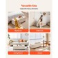 VEVOR Storage Ottoman Πάγκος, Κουμπωτό άκρο πάγκου κρεβατιού με πλαϊνές τσάντες, αναποδογυρισμένο ντουλάπι αποθήκευσης με μεταλλικό σκελετό, λινό κρεβάτι οθωμανικό για σαλόνι, υπνοδωμάτιο, είσοδος, γραφείο, μπεζ