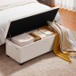 VEVOR Storage Ottoman Πάγκος, Κουμπωτό άκρο πάγκου κρεβατιού με πλαϊνές τσάντες, αναποδογυρισμένο ντουλάπι αποθήκευσης με μεταλλικό σκελετό, λινό κρεβάτι οθωμανικό για σαλόνι, υπνοδωμάτιο, είσοδος, γραφείο, μπεζ