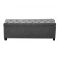 VEVOR Storage Ottoman Πάγκος, Κουμπωτό άκρο πάγκου κρεβατιού με πλαϊνές τσάντες, αναποδογυρισμένο ντουλάπι αποθήκευσης με μεταλλικό σκελετό, λινό κρεβάτι οθωμανικό για σαλόνι, υπνοδωμάτιο, είσοδος, γραφείο, γκρι
