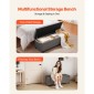 VEVOR Storage Ottoman Πάγκος, Κουμπωτό άκρο πάγκου κρεβατιού με πλαϊνές τσάντες, αναποδογυρισμένο ντουλάπι αποθήκευσης με μεταλλικό σκελετό, λινό κρεβάτι οθωμανικό για σαλόνι, υπνοδωμάτιο, είσοδος, γραφείο, γκρι