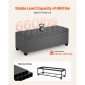 VEVOR Storage Ottoman Πάγκος, Κουμπωτό άκρο πάγκου κρεβατιού με πλαϊνές τσάντες, αναποδογυρισμένο ντουλάπι αποθήκευσης με μεταλλικό σκελετό, λινό κρεβάτι οθωμανικό για σαλόνι, υπνοδωμάτιο, είσοδος, γραφείο, γκρι