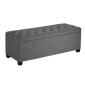 VEVOR Storage Ottoman Πάγκος, Κουμπωτό άκρο πάγκου κρεβατιού με πλαϊνές τσάντες, αναποδογυρισμένο ντουλάπι αποθήκευσης με μεταλλικό σκελετό, λινό κρεβάτι οθωμανικό για σαλόνι, υπνοδωμάτιο, είσοδος, γραφείο, γκρι