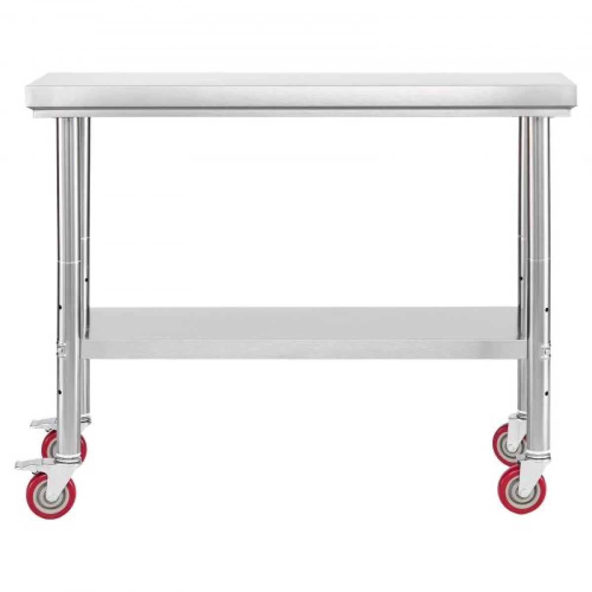VEVOR Τραπέζι από ανοξείδωτο χάλυβα, 60 x 90 cm Τραπέζι προετοιμασίας τροφίμων με ρόδες, τραπέζι προετοιμασίας κουζίνας με ρυθμιζόμενους σταθμούς εργασίας κάτω από ράφι για επαγγελματική κουζίνα, εστιατόριο, ξενοδοχείο και γκαράζ, εξωτερικού χώρου